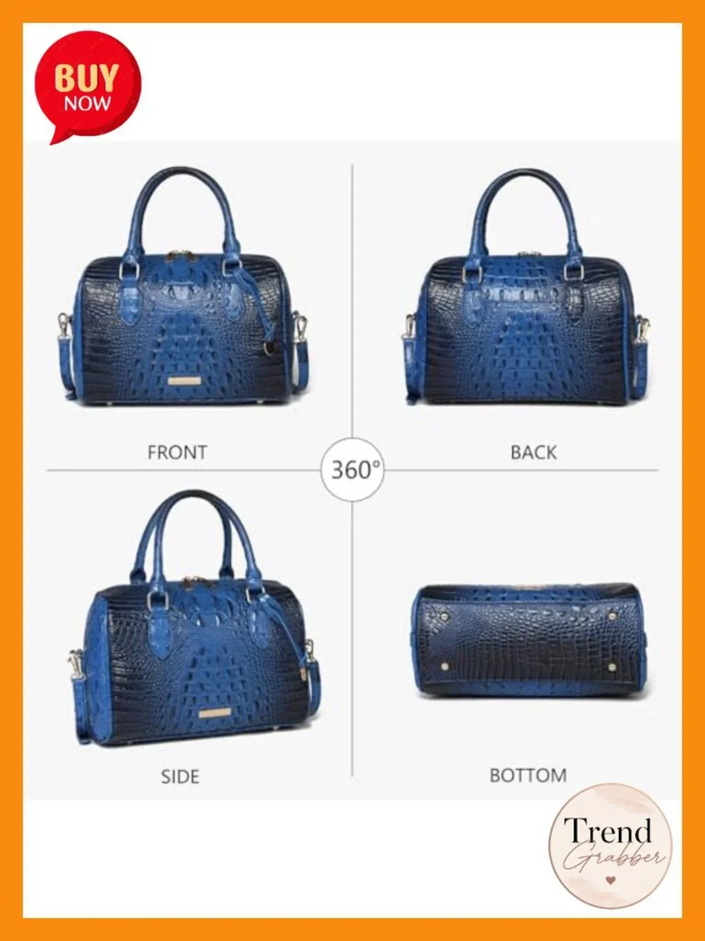 Structured Satchel Handbag with Crocodile Texture, Top-Handle Crossbody Purse